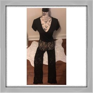Sexy!!!Women’s Black and Nude Lace Jumpsuit
